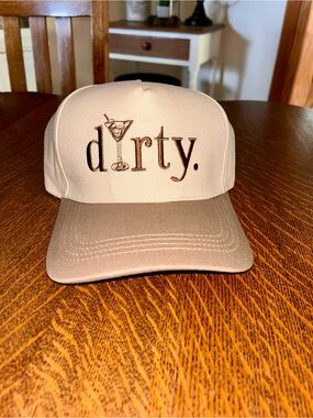 Beige and Brown Dirty Martini Embroidered Trucker Hat